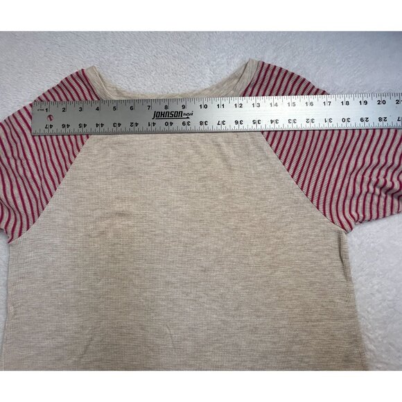 Gap Womens Gray Pink Striped 3/4 Sleeve Baseball Thermal Tee Top XS Casual - Picture 6 of 8